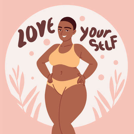 plus size woman, love your selfのイラスト素材