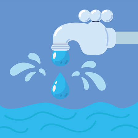faucet and water dropsのイラスト素材