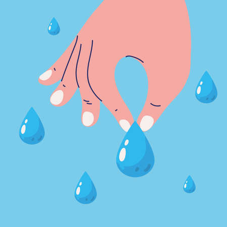 hand with water dropsのイラスト素材