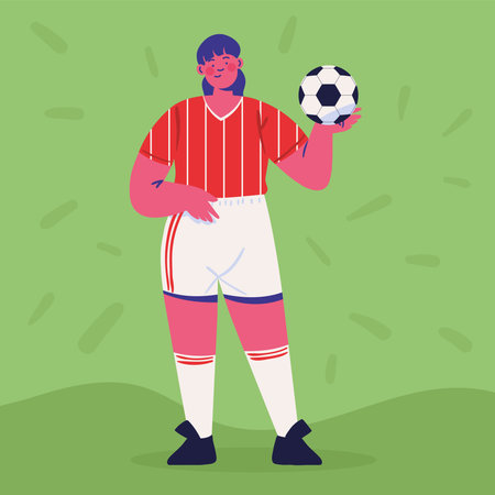 female soccer player with ballのイラスト素材