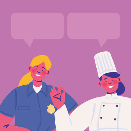 female police and chefのイラスト素材