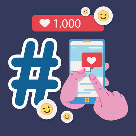 smartphone and social media addictionのイラスト素材