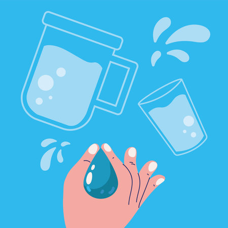 hand water drop and pitcher