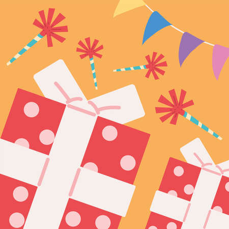 bunting and gift birthdayのイラスト素材