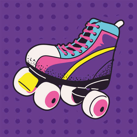 90s roller skate cartoonのイラスト素材