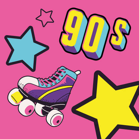 90s roller skateのイラスト素材