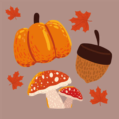 icons autumn seasonのイラスト素材