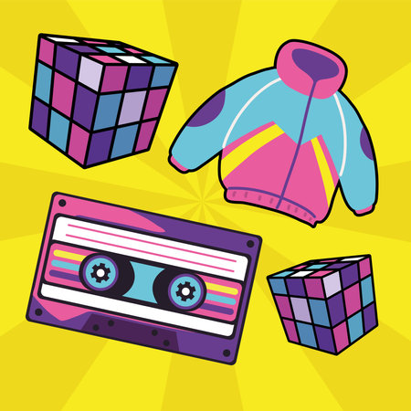 icons set of 90sのイラスト素材