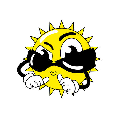 sun with sunglasses cartoonのイラスト素材