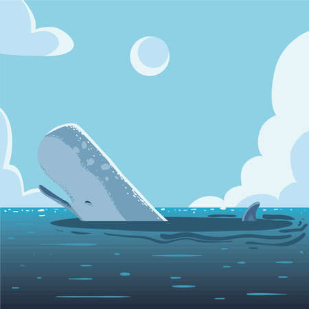 sperm whale in the surface seaのイラスト素材