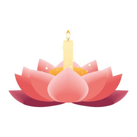 lotus flower and candleのイラスト素材