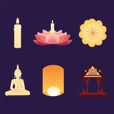 icons Loy krathong festivalのイラスト素材