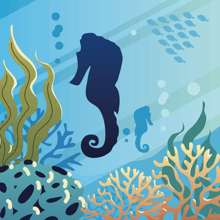 seahorse coral and reefのイラスト素材