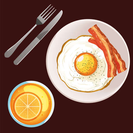 breakfast egg and juiceのイラスト素材