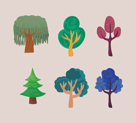 icons set treesのイラスト素材