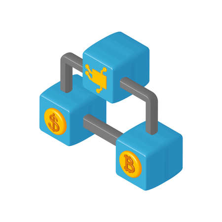 fintech bitcoin blockchainのイラスト素材