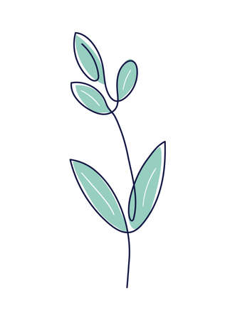 one line leaves plantのイラスト素材