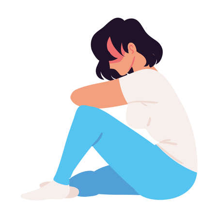 woman in depressionのイラスト素材