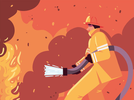 fireman putting out fire