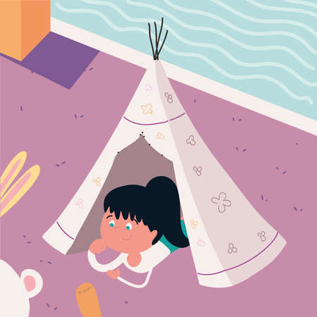 happy girl playingのイラスト素材