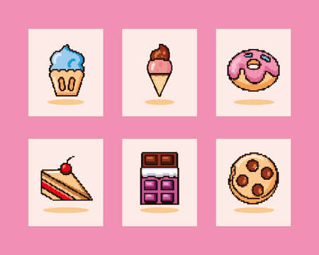 icons food pixel artのイラスト素材
