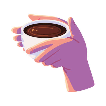 hands with coffee cupのイラスト素材