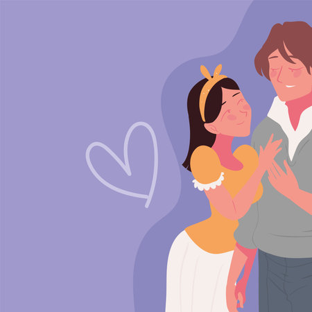 couple characters togetherのイラスト素材