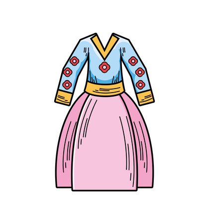 hanbok korean costumeのイラスト素材