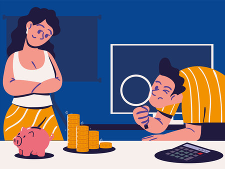 team working accounting and auditingのイラスト素材
