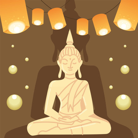 Loy krathong festival traditionalのイラスト素材
