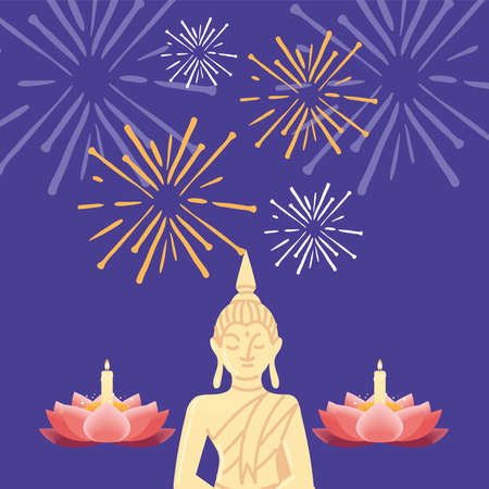 Loy krathong festival traditionalのイラスト素材
