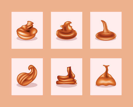 set realistic caramelのイラスト素材