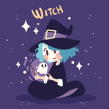 halloween cute witchのイラスト素材