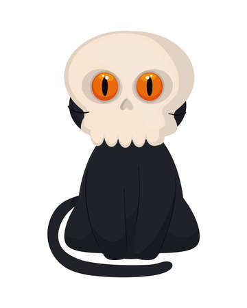 halloween cat with skullのイラスト素材