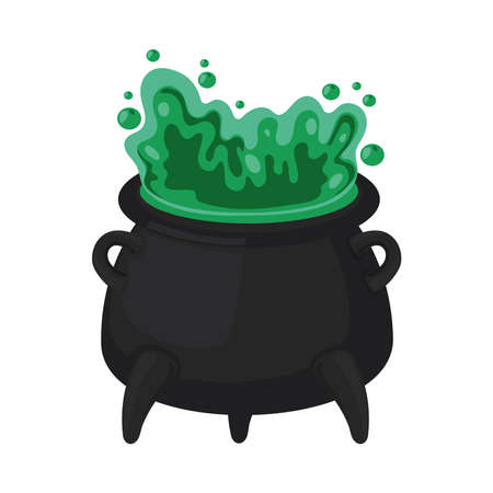 halloween cauldron with potionのイラスト素材