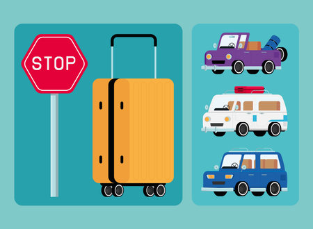 set of road tripのイラスト素材