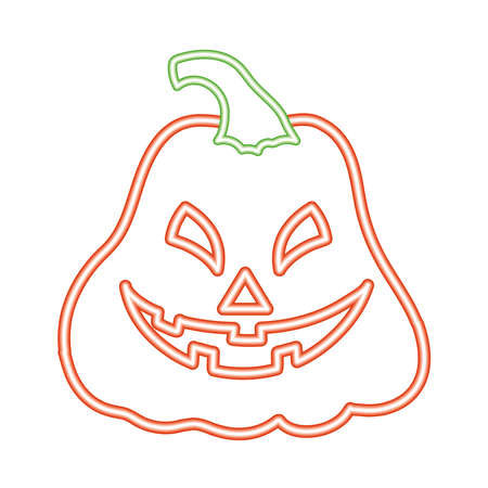 halloween scary pumpkin neonのイラスト素材