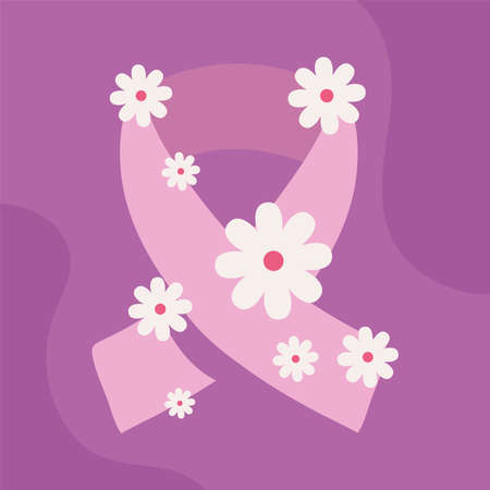 breast cancer awareness floralのイラスト素材