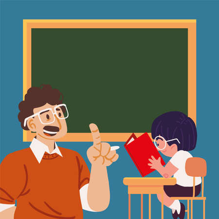 teacher explain a studentのイラスト素材