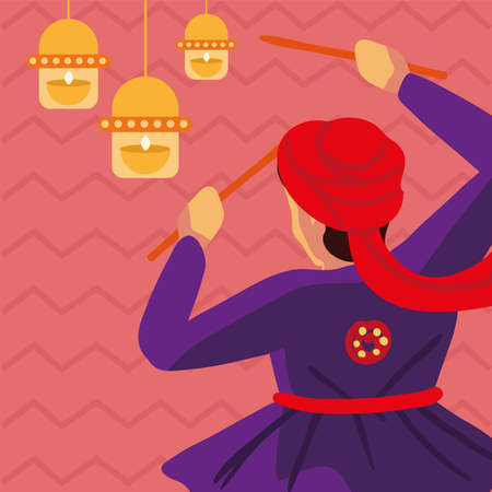 indian man dancingのイラスト素材