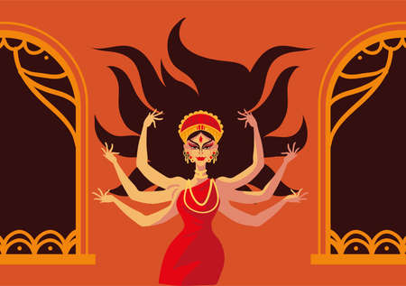 navratri india durga puja characterのイラスト素材