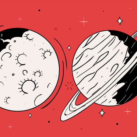 space moon and planet retroのイラスト素材