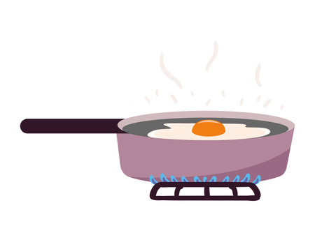 cooking fried eggのイラスト素材