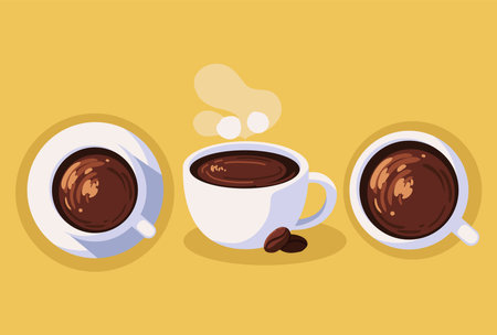 set with coffee cupsのイラスト素材