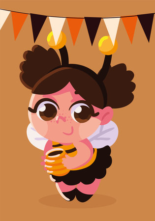 happy halloween bee girlのイラスト素材