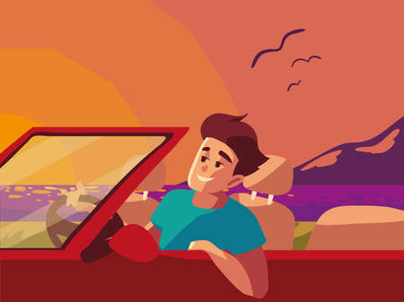 man road tripのイラスト素材