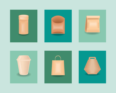 icons eco packaging mockupのイラスト素材