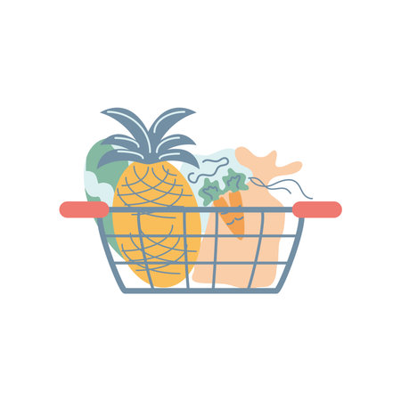 grocery shopping basketのイラスト素材