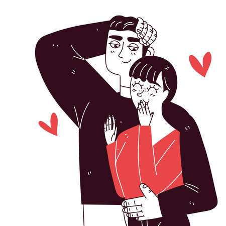 adorable couple, line artのイラスト素材