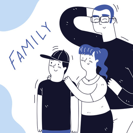 happy family, line art